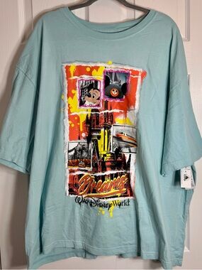 NWT Disney Parks WDW "Dreams" Mickey Castle Oversized Graphic Tee XXL.